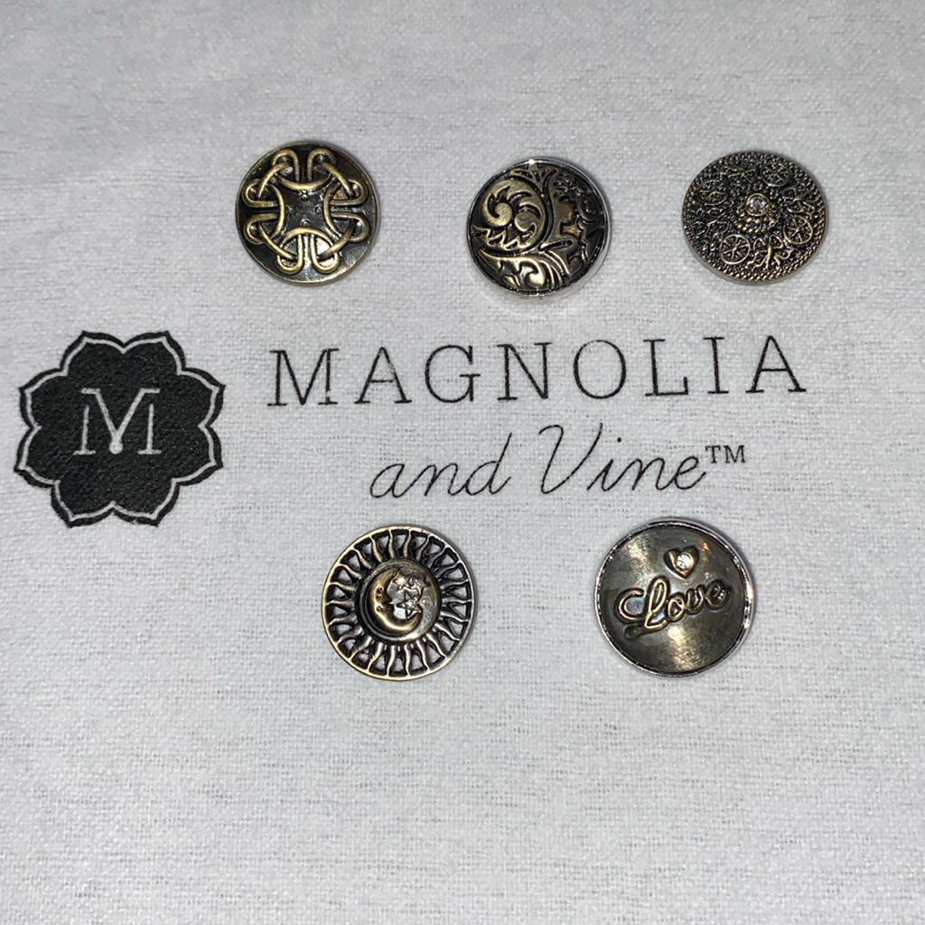 Magnolia And Vine 5 Antique Brass Colored Original Size Snaps New 35$